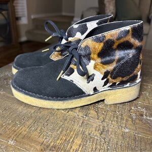 Clarks Originals Ladies DESERT BOOT Cow Print Pony Calf Hair Leather Boots 6.5